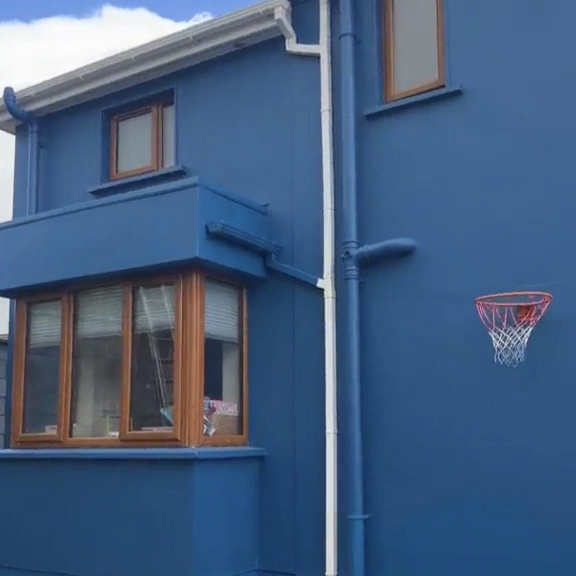 Finished house painted blue